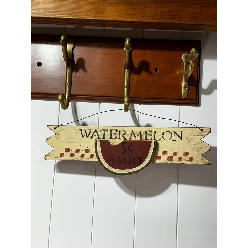 Vintage Style Wooden Watermelon Sign 5 Cents A Slice Rustic Farmhouse Wall Decor